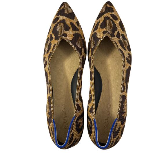 Rothy’s The Point II Metallic Cat Leopard Camel Brown Flats Sz 9.5 GS - Picture 5 of 5